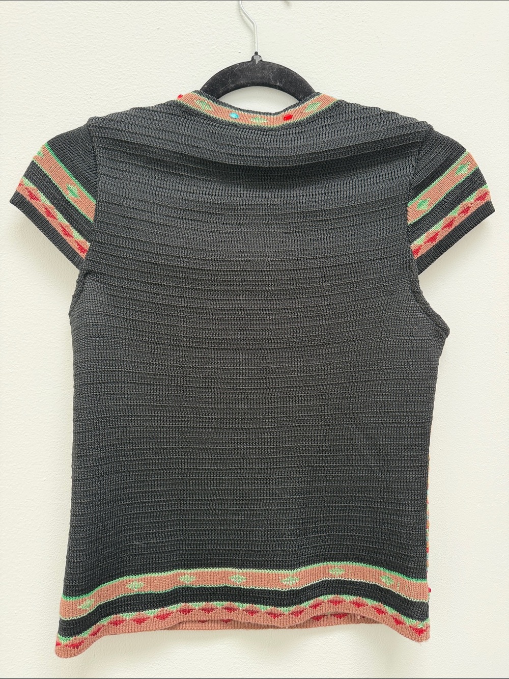 Kenzo Black Multicolor Knit V-Neck Sleeveless Top - Picture 3 of 4